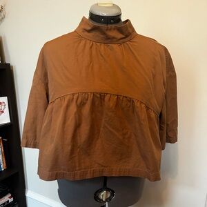 GOOD - Everlane Cropped Elbow Sleeve Peplum Top